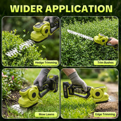 SEESE Cordless 2-in-1 Grass Shear & Shrub Trimmer, Handheld Electric Hedge Trimmer, 2*21V Batteries,Lightweight for Lawn Hedge Garden Yard Maintenance fathersdaygift