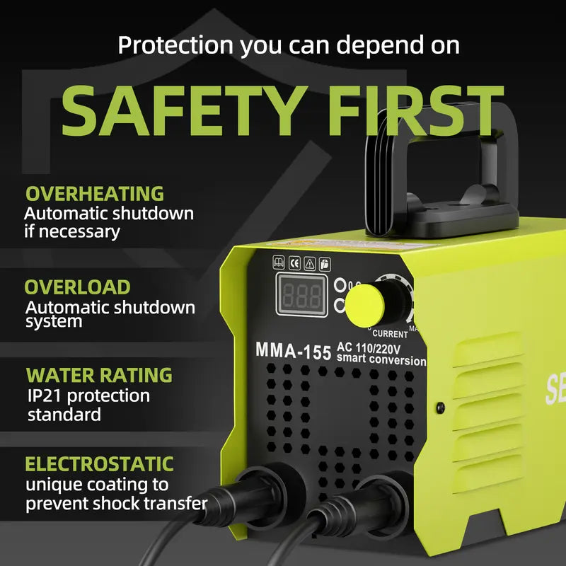 SEESE 155Amp MINI Portable Welding Machine, Stick Welder, AC 110/220V smart conversion, LED Display Digital Welder, Portable MMA Arc Welder Gift for Thanksgiving,Christmas,New Year
